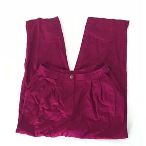 Carole Little | Linen Blend Pants Womens Size 12 Trouser Cropped Petites Pink